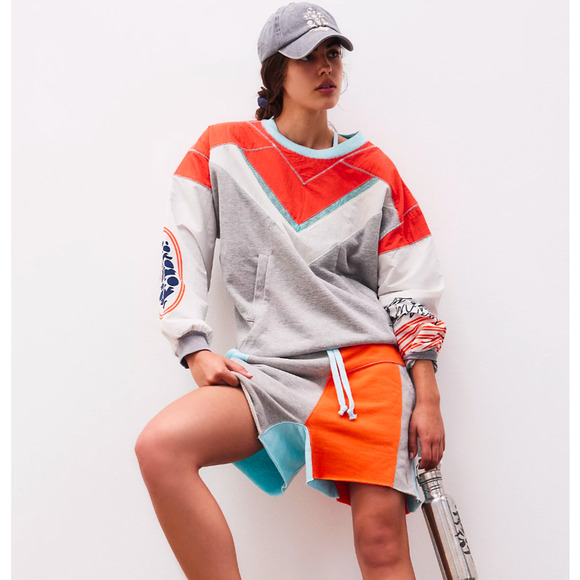 2PC set: NWT FP Movement Gray Oversized Piece Of Me Pullover + Shorts, size S - Picture 1 of 15